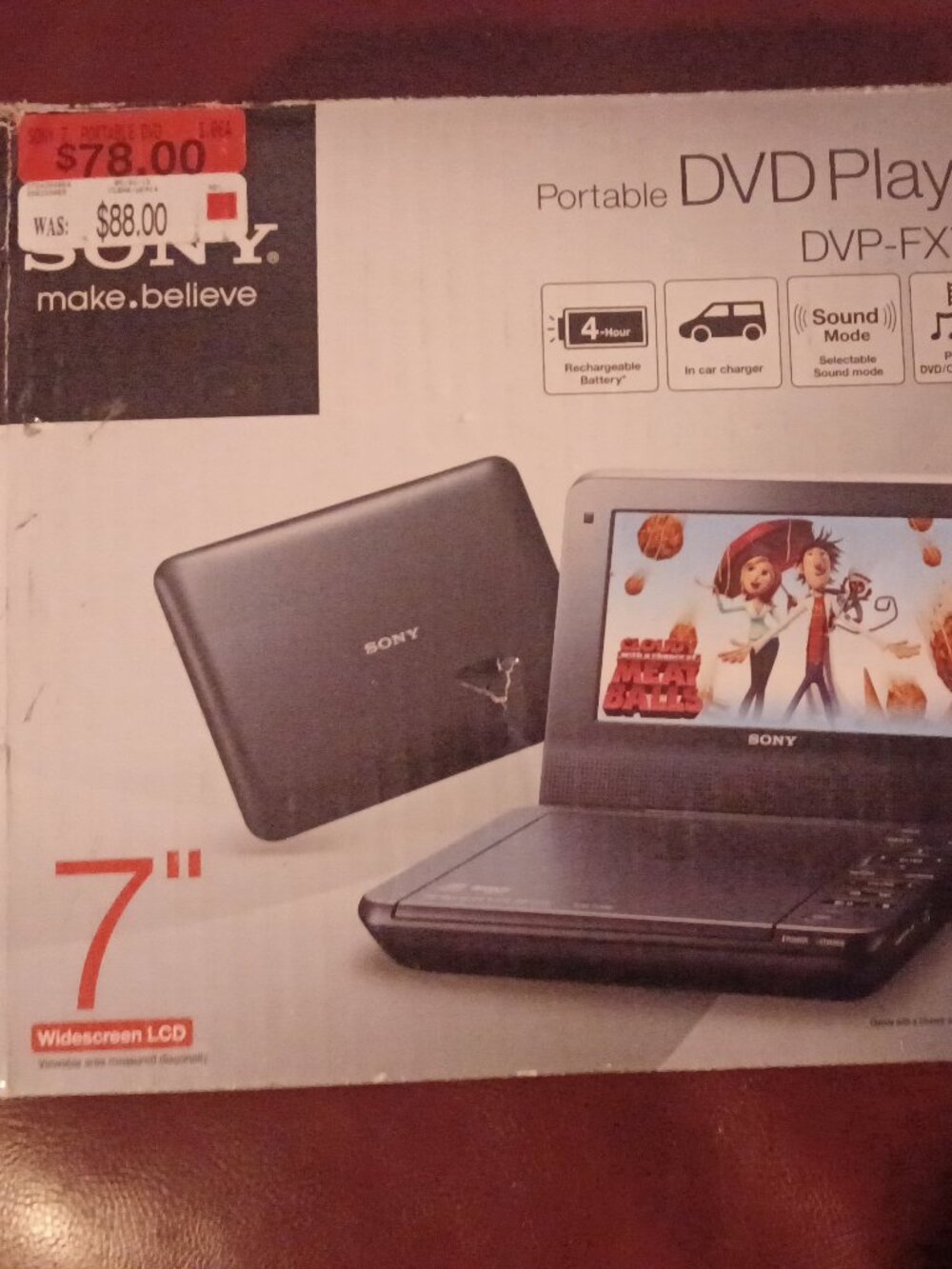 Sony 7 in portable DVD Player- power cord missing but takes batteries
